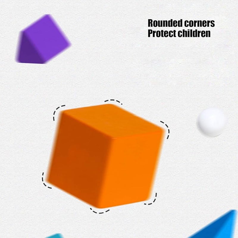 مجموعة ألعاب مكعبات هندسية مع صندوق تخزين 32 قطعة للأطفال من عمر 3 سنوات فما فوق - Image 2